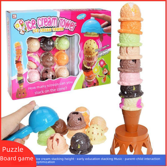 Ice cream stacking, playing with family toys, hand-eye coordination, parent-child interaction, board games, early education educational toys